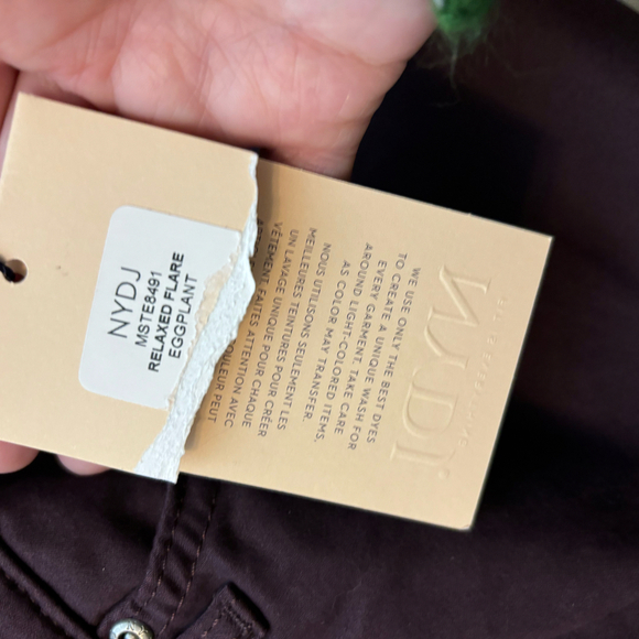 NWT NYDJ Eggplant High-Waisted Flared Ankle Crop Pants - Picture 7 of 11